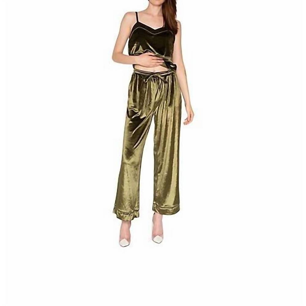 NEW LATTELOVE velvet pant in dark green
